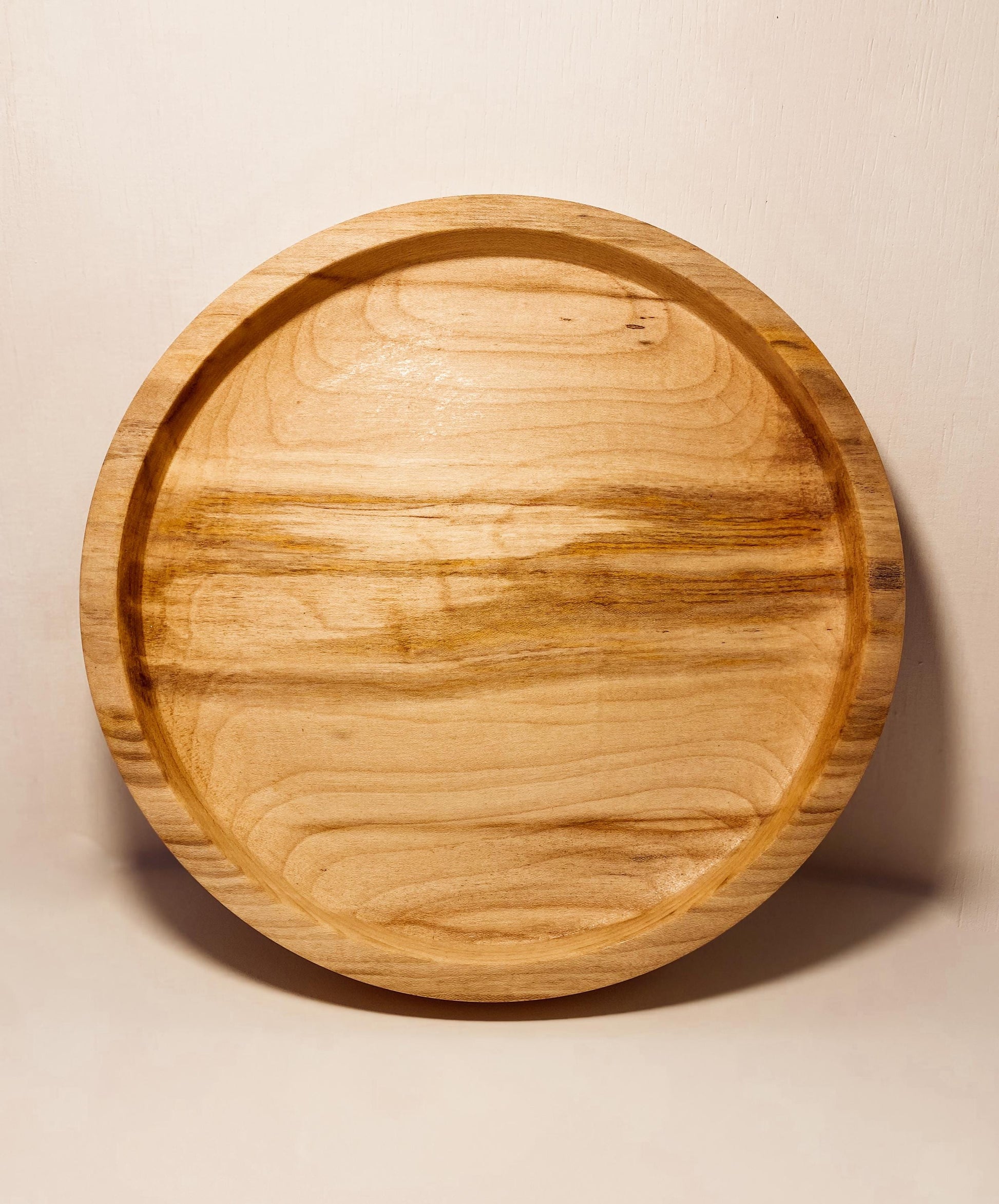 Hand-turned wooden display plate