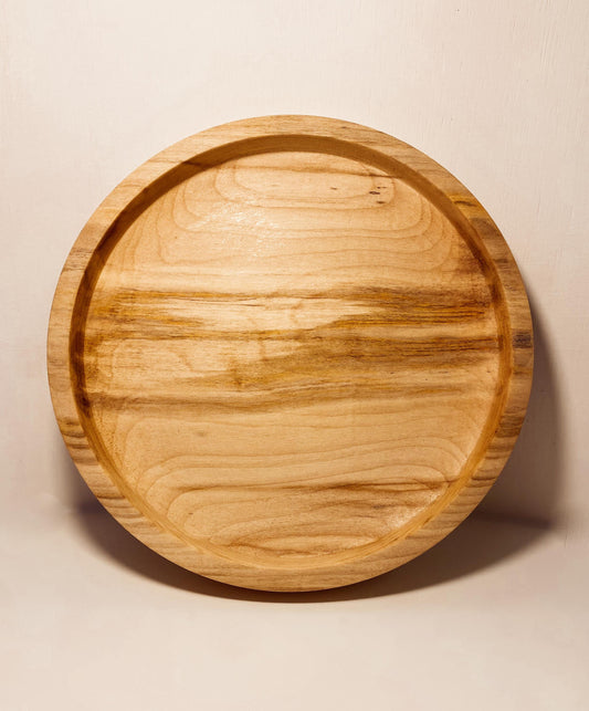Hand-turned wooden display plate