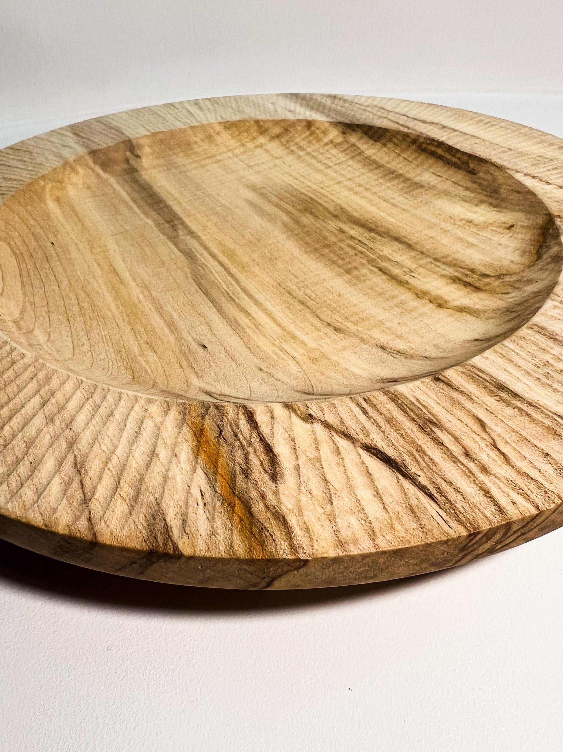 Sycamore plate hand carved
